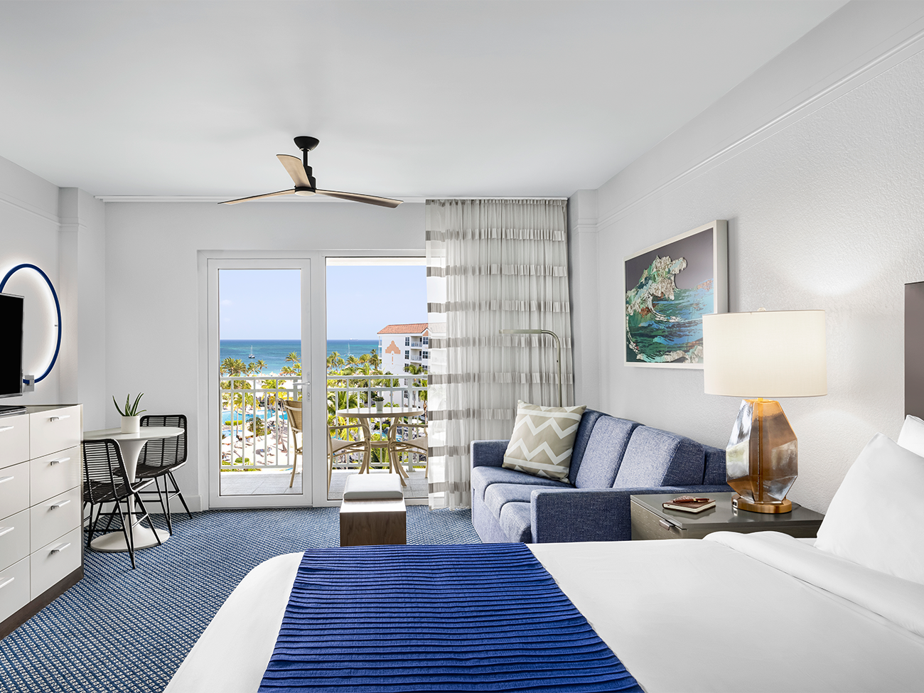 Marriott's Aruba Ocean Club Ocean Front Bed, Living Room, & Balcony (1-Bedroom). Marriott's Aruba Ocean Club is located in Palm Beach,  Aruba.
