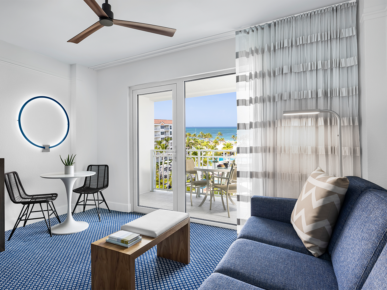 Marriott's Aruba Ocean Club Ocean View Living Room & Balcony (1-Bedroom Villa). Marriott's Aruba Ocean Club is located in Palm Beach,  Aruba.