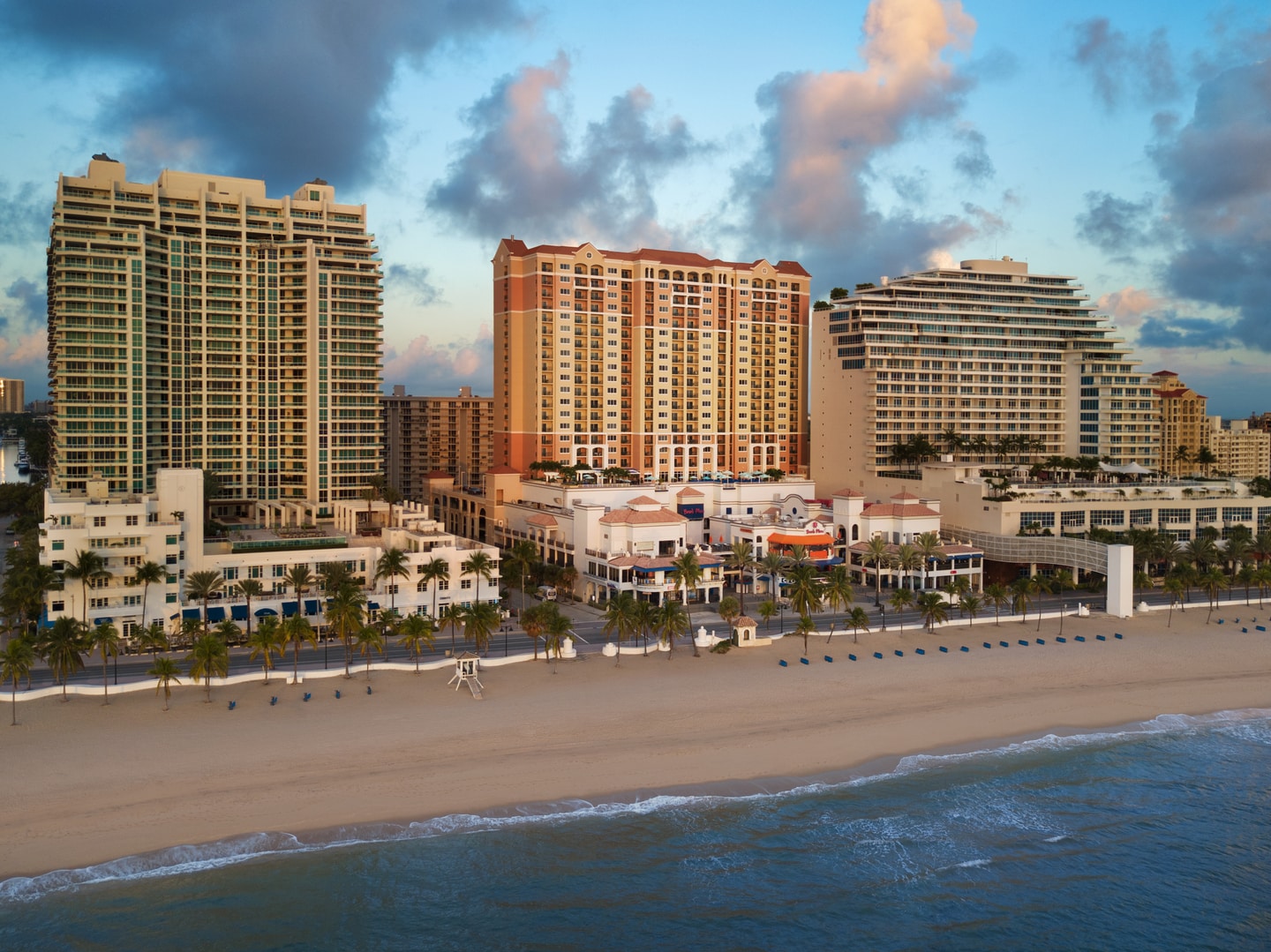 Marriott's BeachPlace Towers Exterior Aerial View. Marriott's BeachPlace Towers is located in Fort Lauderdale, Florida United States.