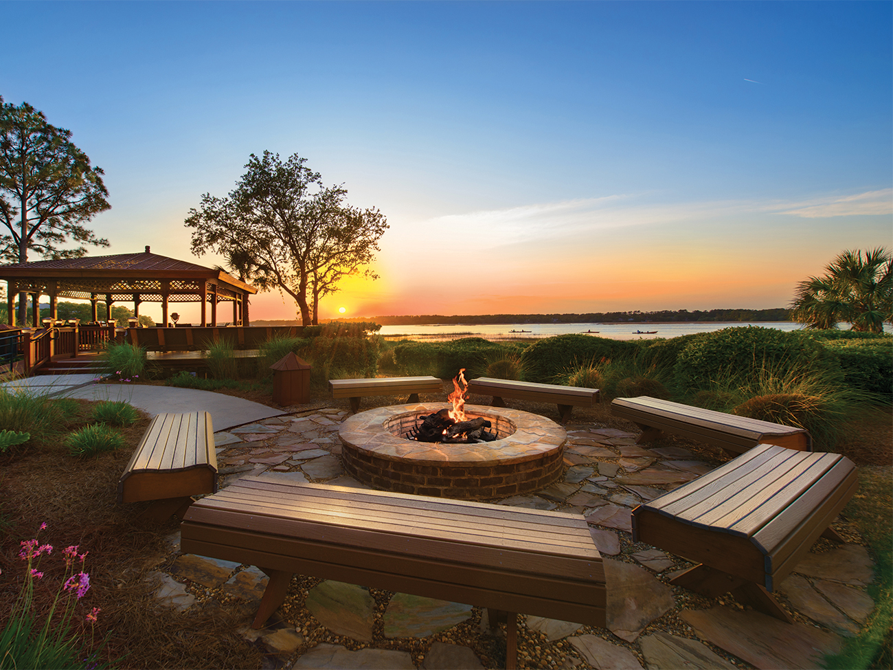 Marriott's Harbour Point Fire Pit. Marriott's Harbour Point is located in Hilton Head Island, South Carolina United States.