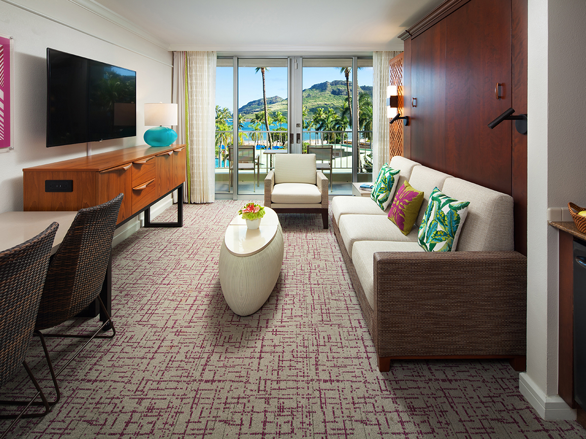 Marriott's Kaua‘i Beach Club Villa Living Room. Marriott's Kaua‘i Beach Club is located in Līhuʻe, Kaua‘i, Hawai‘i United States.