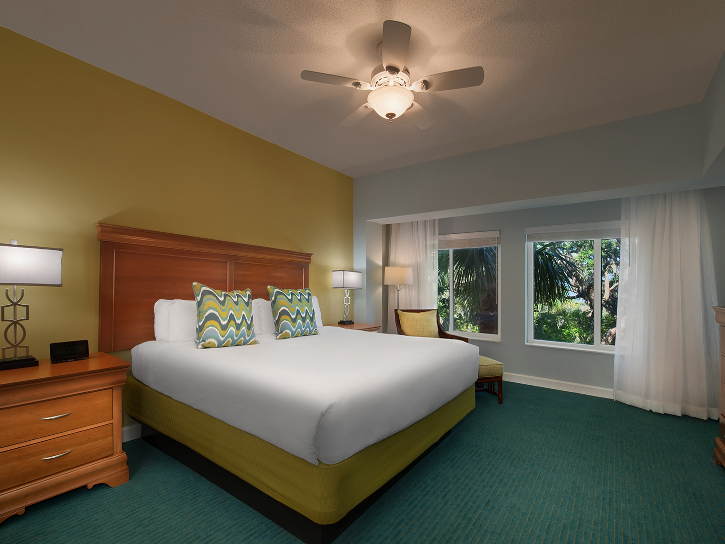 Marriott's Sunset Pointe Villa Master Bedroom. Marriott's Sunset Pointe is located in Hilton Head Island, South Carolina United States.
