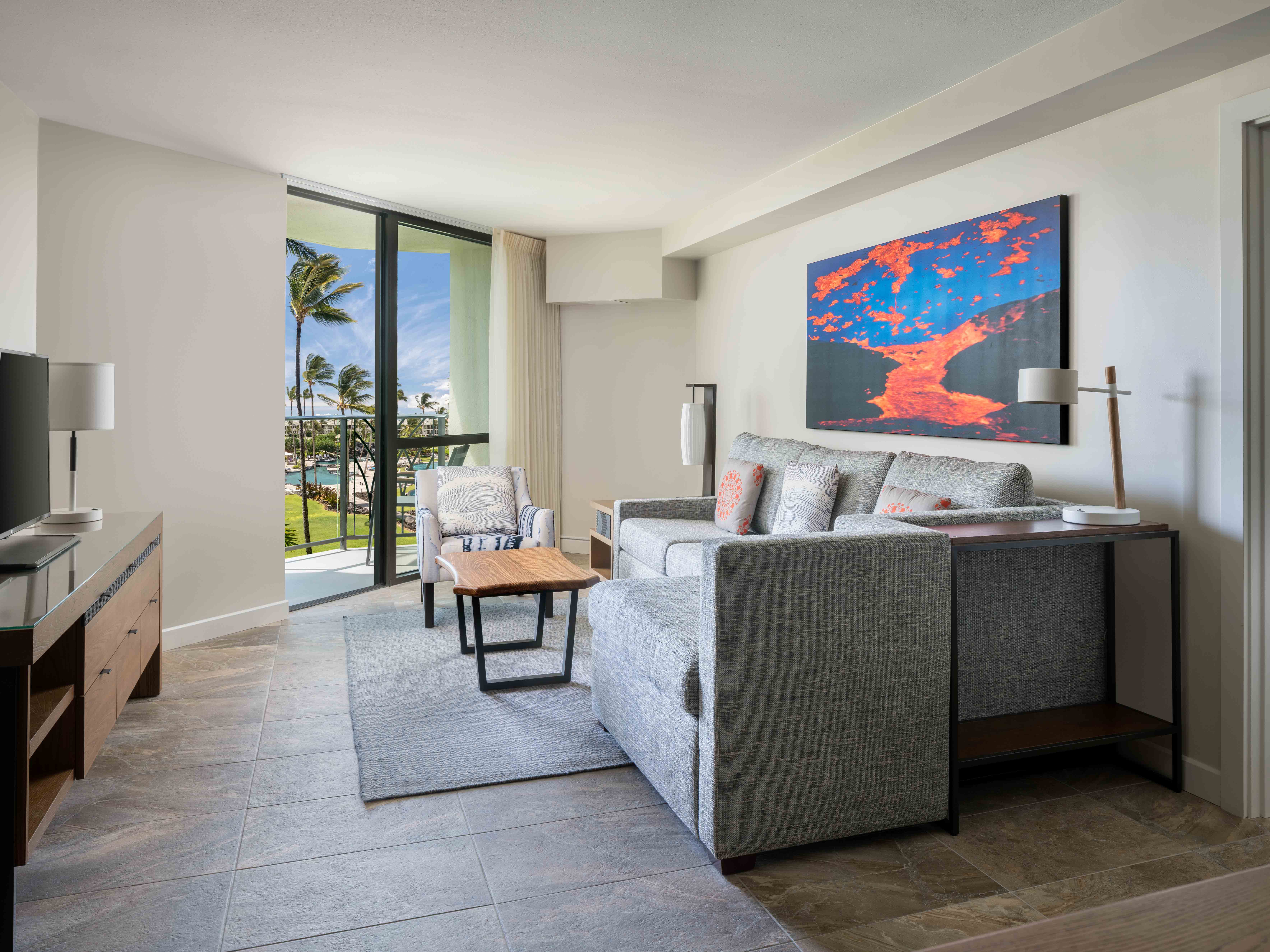 Marriott's Waikoloa Ocean Club Villa Living Room. Marriott's Waikoloa Ocean Club is located in Waikoloa Beach, Big Island, Hawai‘i United States.