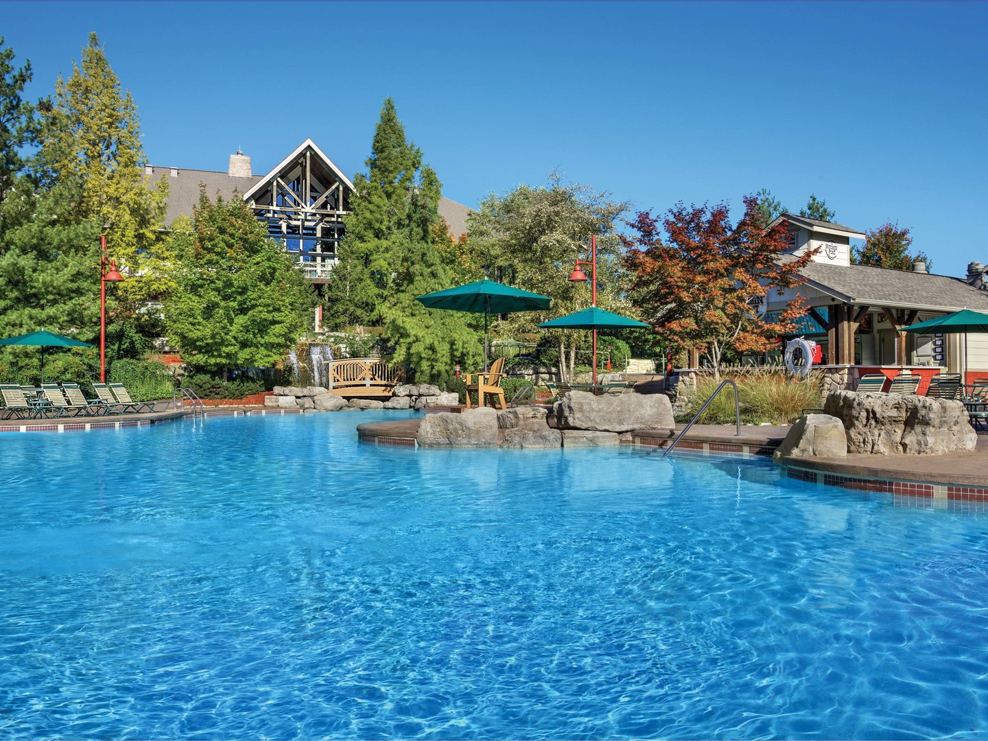 Marriott's Willow Ridge Lodge Cascades Pool Area. Marriott's Willow Ridge Lodge is located in Branson, Missouri United States.